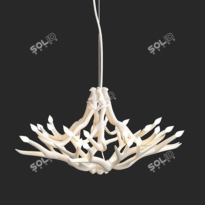 Elegant 10-Antler Chandelier: Superordinate White 3D model image 1