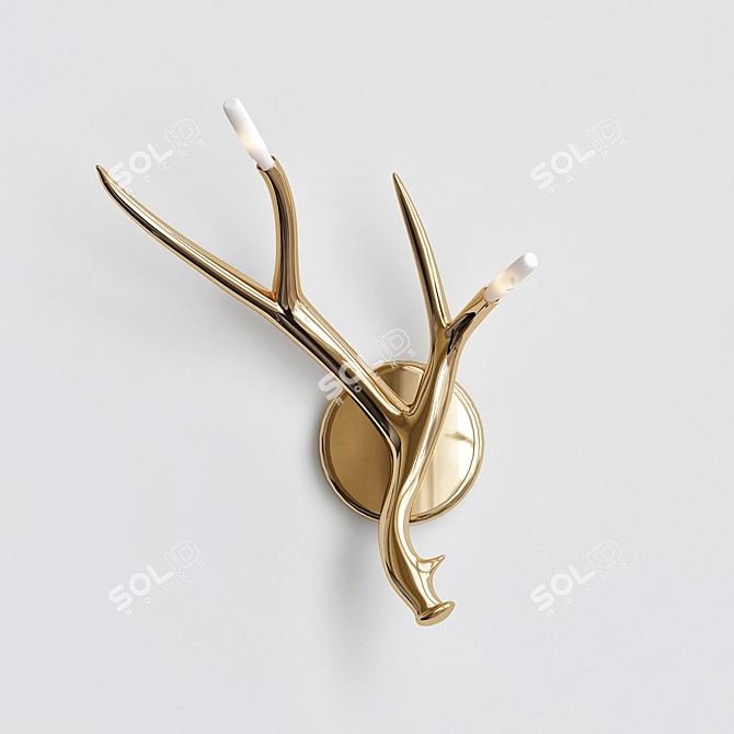 Golden Antler Wall Sconce 3D model image 1