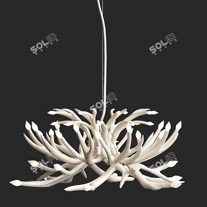 Elegant 24-Antler White Chandelier 3D model image 1