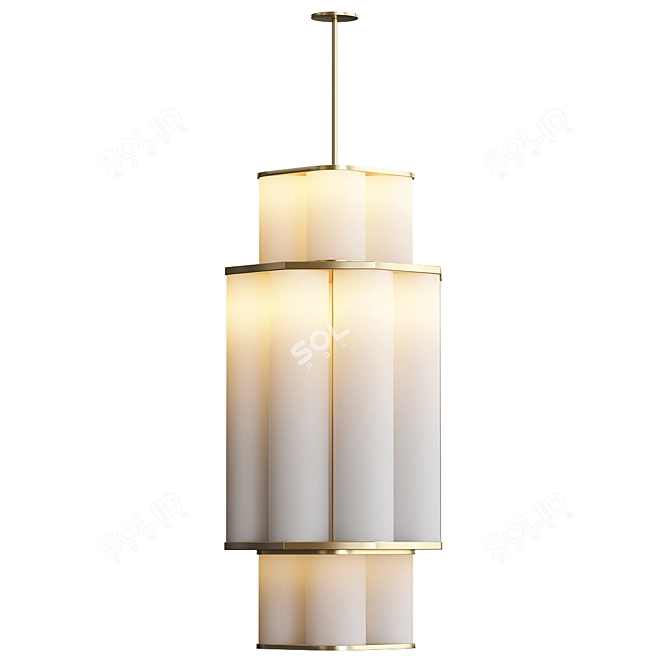Elegant White and Brown Chandelier 3D model image 1