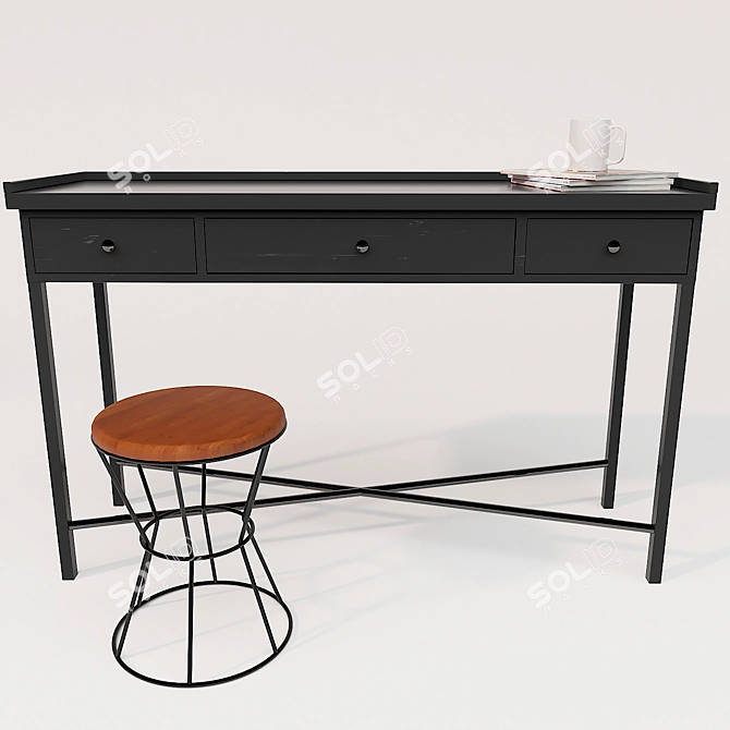 Industrial Edison Table and Walter Chair 3D model image 1