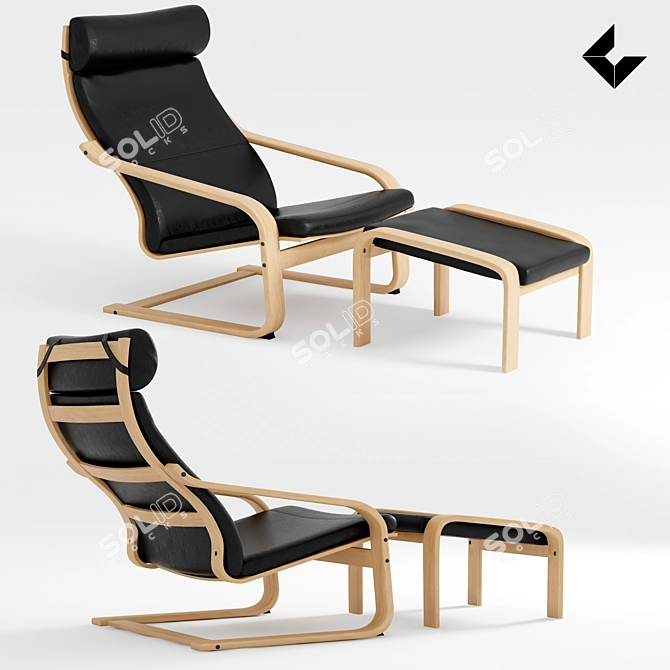 ErgoFlex Bentwood Recliner 3D model image 1