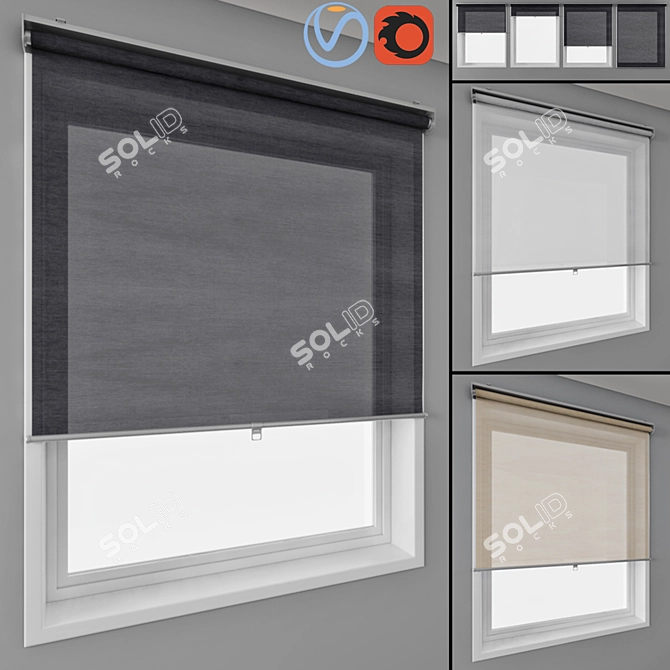 IKEA Roller Blinds - Window Coverings in Gray, White, Beige 3D model image 2
