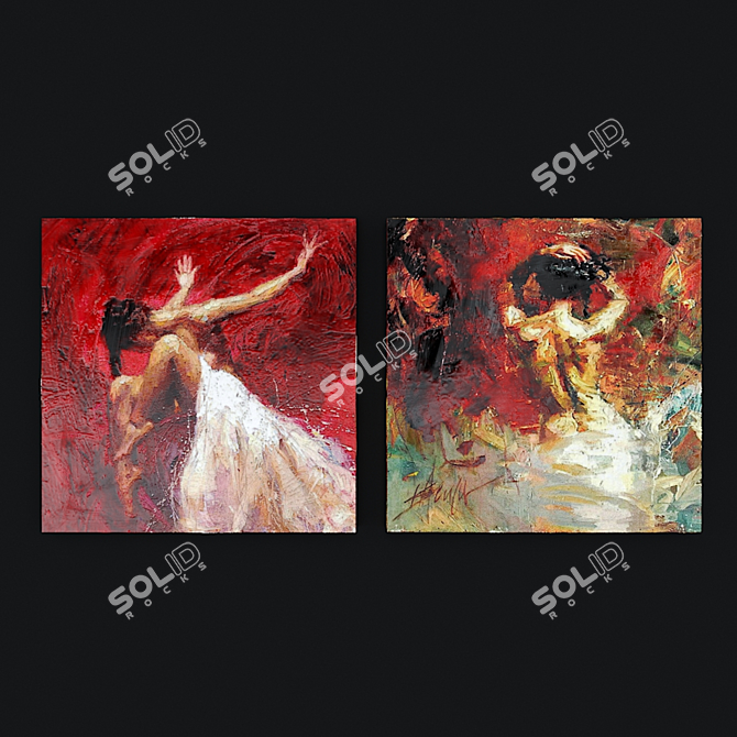 Elegant Oil Paintings for Interior 3D model image 1