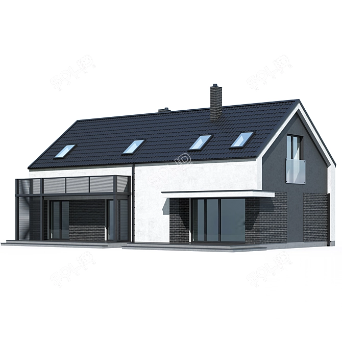 Modern Private Home Design 3D model image 1