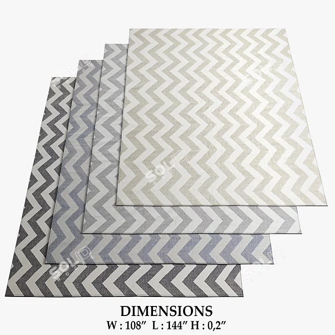 Distressed Chevron Flatweave Rug 3D model image 1