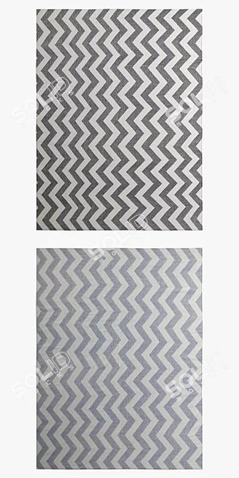 Distressed Chevron Flatweave Rug 3D model image 2