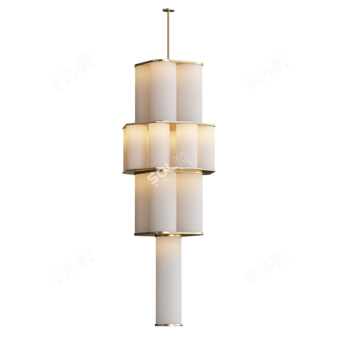 Elegant White Bauer Chandelier 3D model image 1