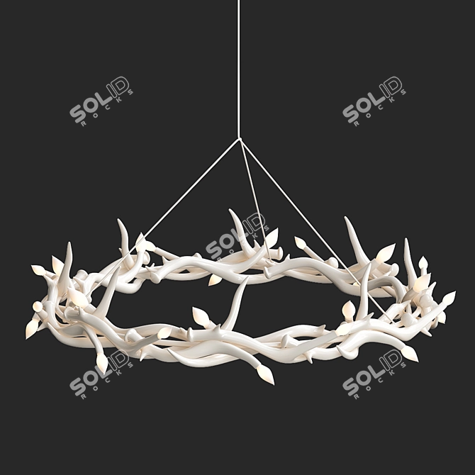 Elegant White Antler Chandelier 3D model image 1