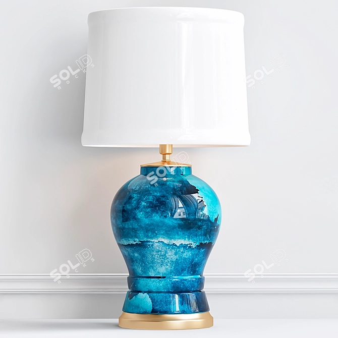 Elegant Chinese Blue Table Lamp 3D model image 1