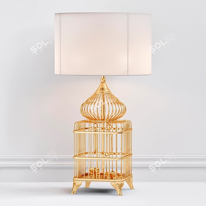 Caged Elegance: Table Lamp 3D model image 1