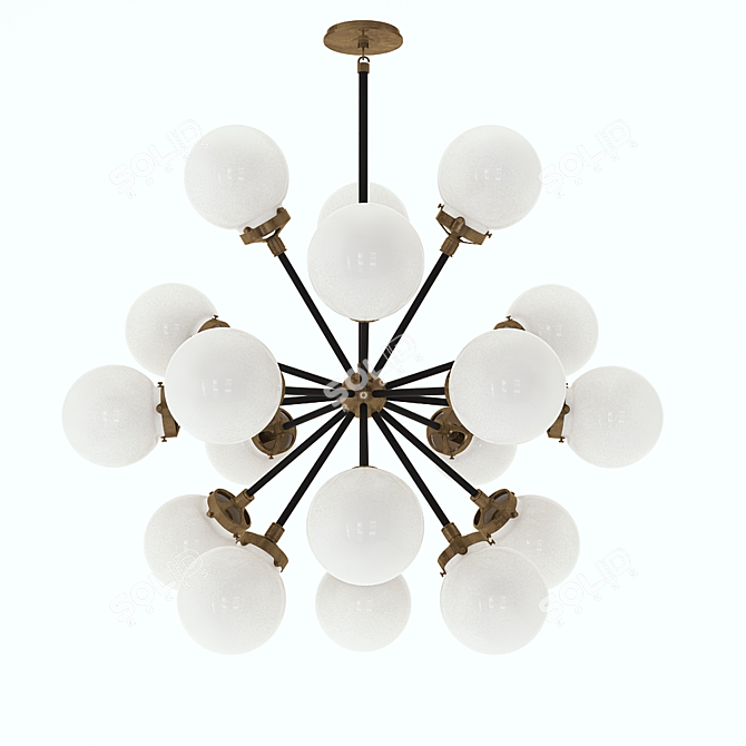 Bistro Brass Round Chandelier 3D model image 1