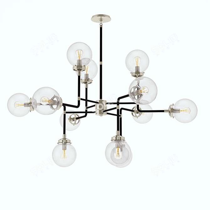 Modern Bistro Chandelier in Polished Nickel 3D model image 1