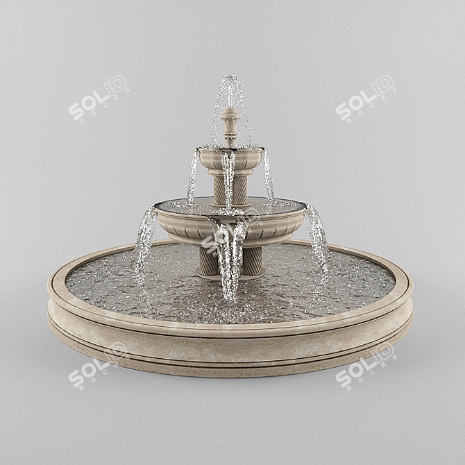 Elegant Stone Waterfall Fountain 3D model image 2