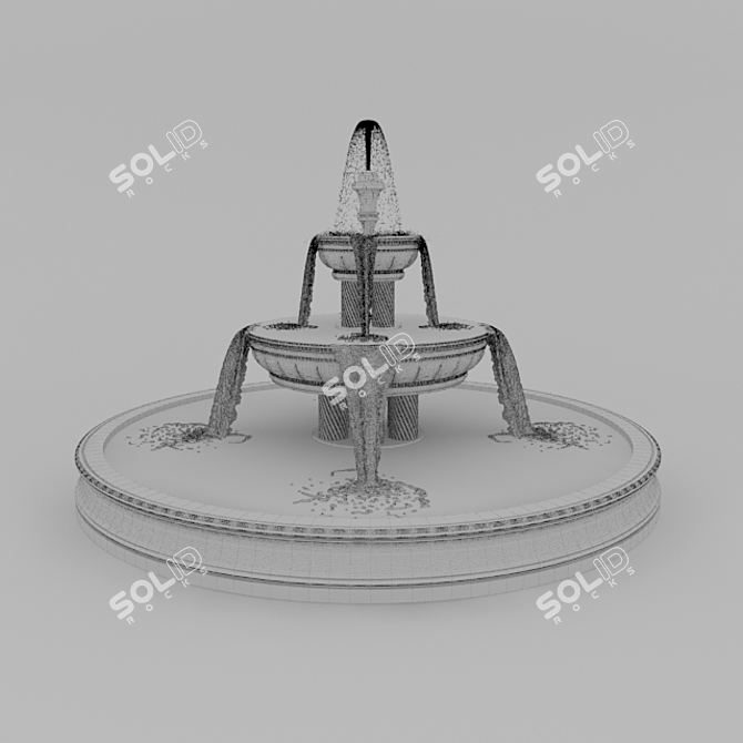 Elegant Stone Waterfall Fountain 3D model image 3