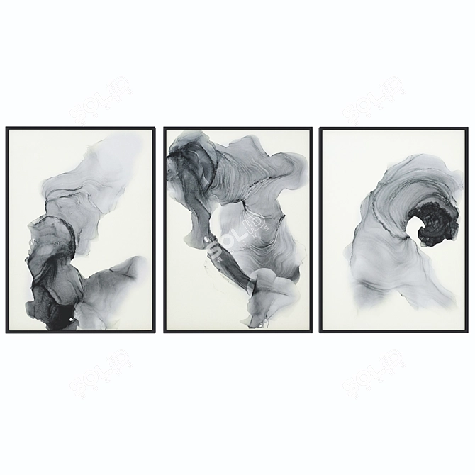 Monochrome Ink Abstracts 3D model image 1