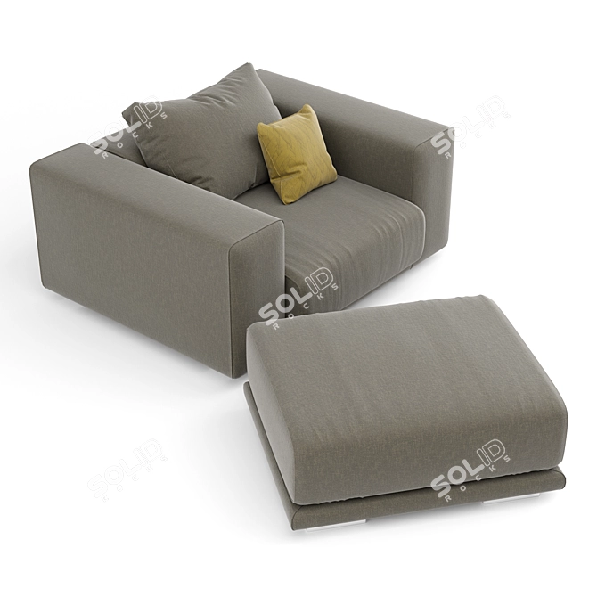 Sleek Chair & Ottoman 3D model image 1