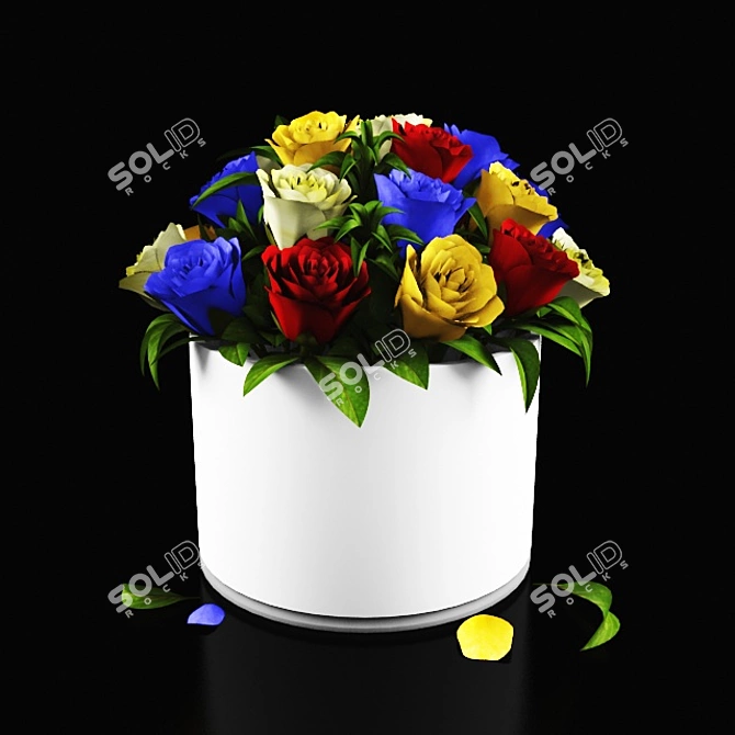 4-Color Rose Flower Bouquet 3D model image 1