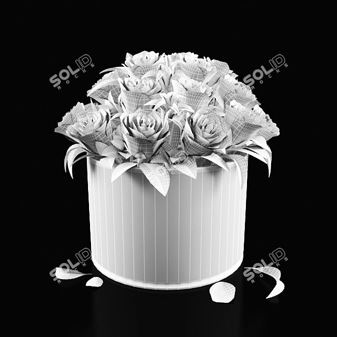 4-Color Rose Flower Bouquet 3D model image 3