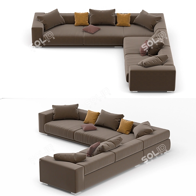 Sleek Corner Sofa 3D model image 1