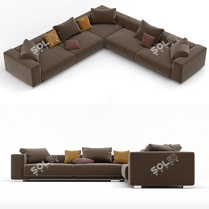 Sleek Corner Sofa 3D model image 2