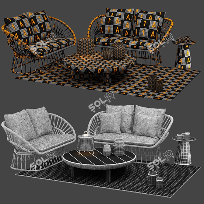 Kettal Cala 2 Seater Sofa: Customizable Comfort 3D model image 3