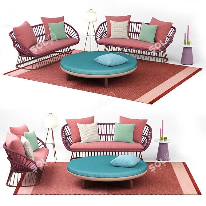 Kettal Cala 3-Seat Sofa: Customizable and Stylish 3D model image 1
