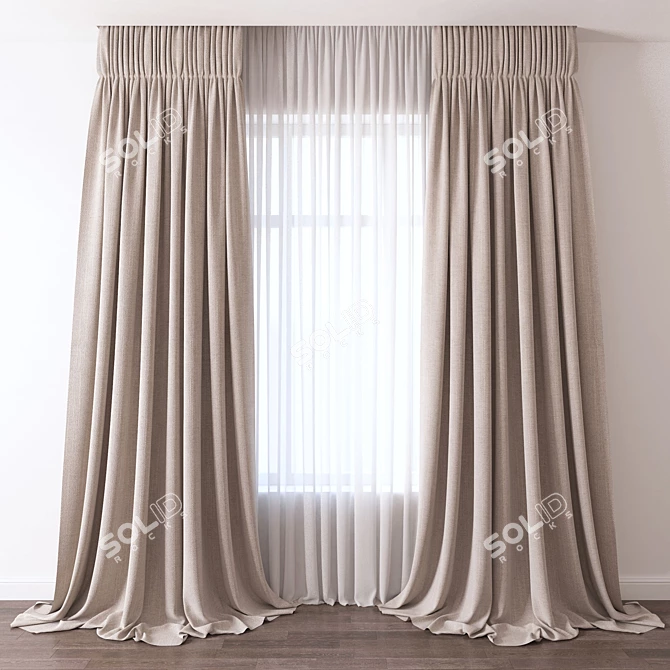 Luxury Velvet Drapes 3D model image 1