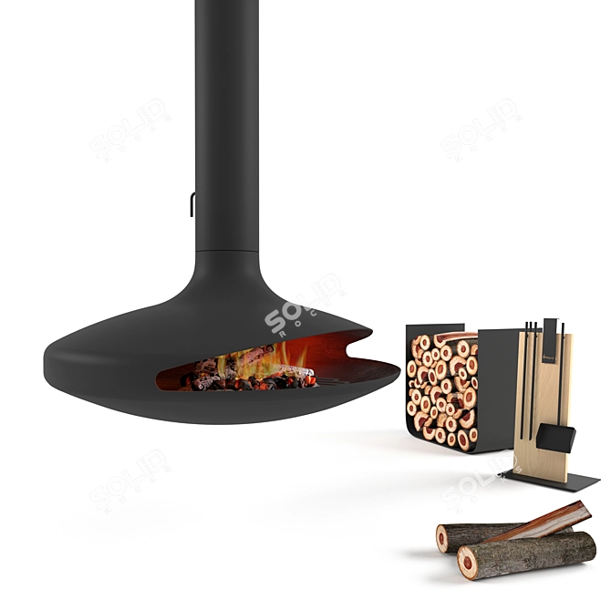 Gyrofocus Fireplace: Central, Suspended, Rotating 3D model image 1