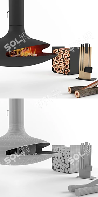 Gyrofocus Fireplace: Central, Suspended, Rotating 3D model image 2