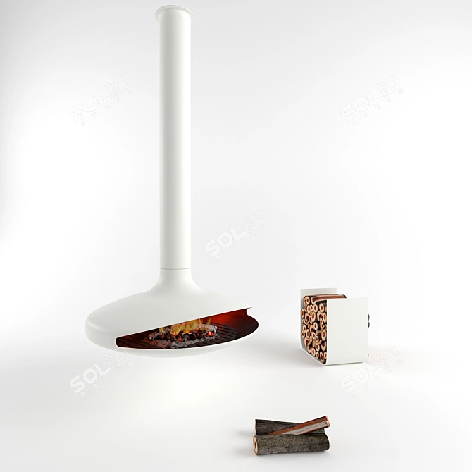 Gyrofocus Fireplace: Central, Suspended, Rotating 3D model image 3
