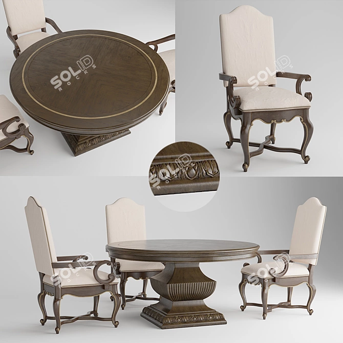 Elegance in Motion Dining Set 3D model image 1
