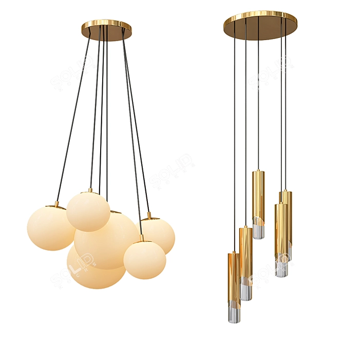 Sleek Crystal Zenith Chandelier 3D model image 1