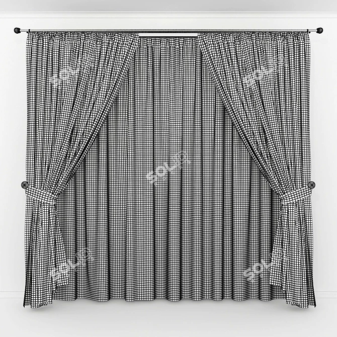 Elegant Window Drapes 3D model image 2