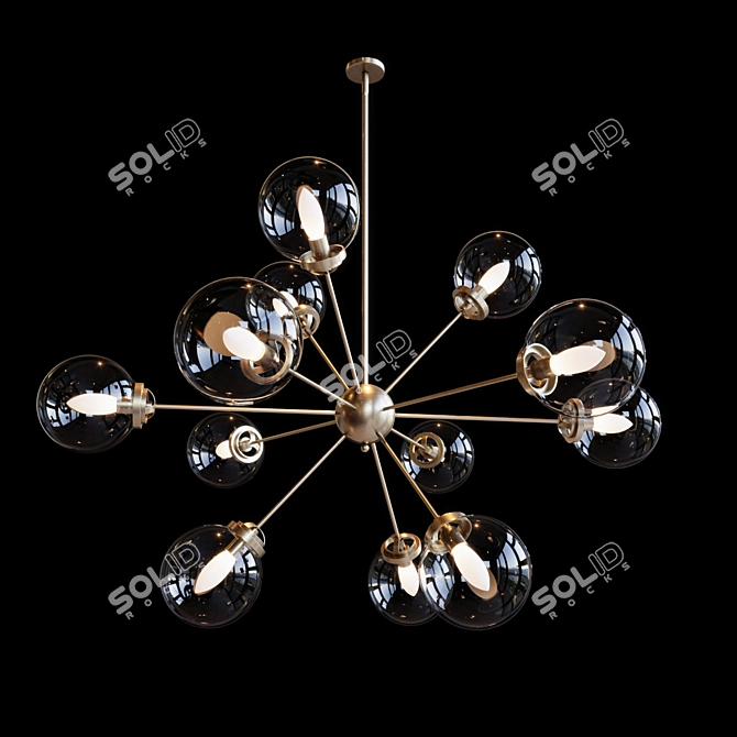 Modern 12-Light Sputnik Chandelier 3D model image 1