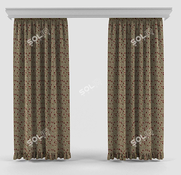 Elegant Classic Style Curtains 3D model image 1