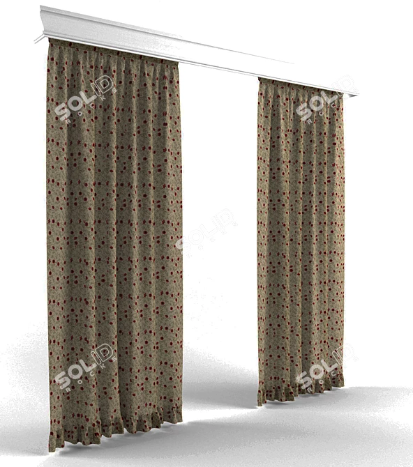 Elegant Classic Style Curtains 3D model image 2