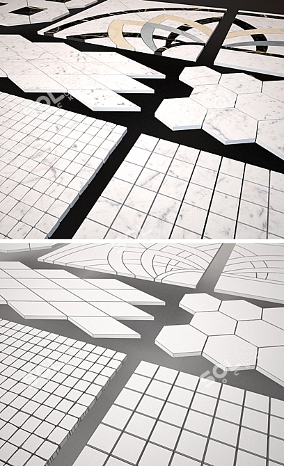 Italon Charme Extra Carrara: Elegant Floor Mosaic 3D model image 3