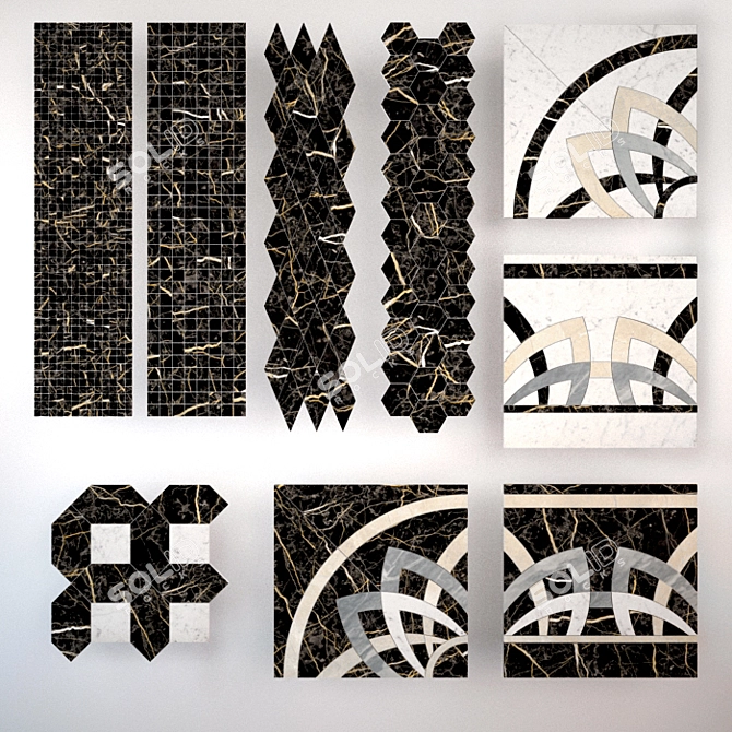 Title: Charme Extra Floor Laurent - Stylish Italon Mosaic Set 3D model image 2