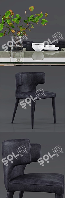 Modern Melrose Dining Chair + Stylish Zepher Dining Table 3D model image 2