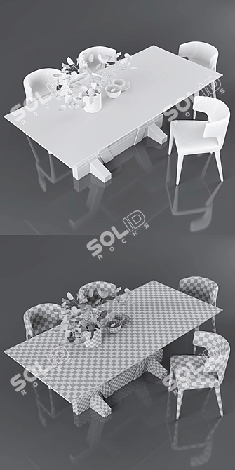 Modern Melrose Dining Chair + Stylish Zepher Dining Table 3D model image 3