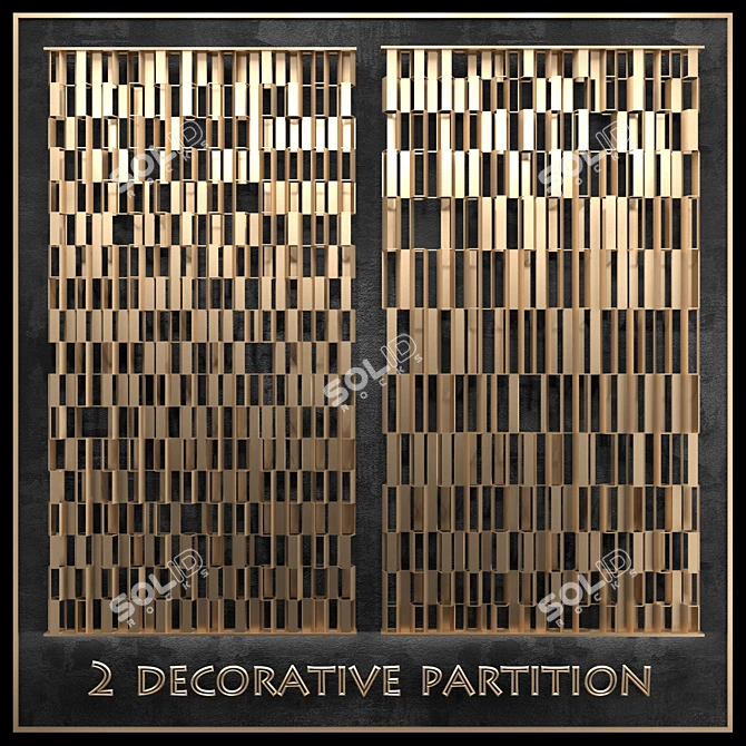 Elegant Brass Decorative Partition 3D model image 1