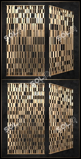 Elegant Brass Decorative Partition 3D model image 2