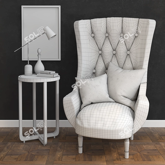 Elegant Armchair & Table Set 3D model image 3