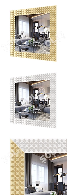 Elegant Egypt Mirror: Golden/Silver Frame 3D model image 2