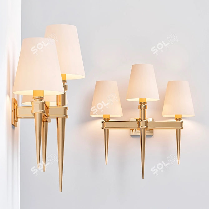 Waterloo Triple Wall Lamp 3D model image 1