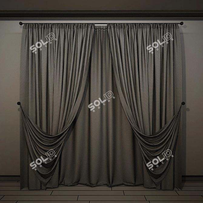 Elegant Tieback Curtains 3D model image 2