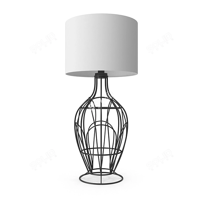 Elegant FAGONA Table Lamp - Black Steel 3D model image 1