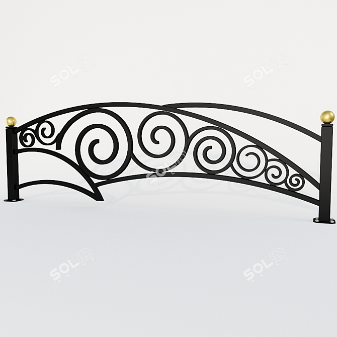 Elegant Wrought Iron Fence 3D model image 1