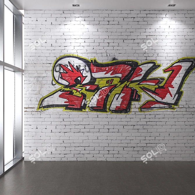 Seamless Brickwork Graffiti 4K 3D model image 1